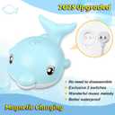 2 x Baby Bath Toys, 2025 Upgraded Magnetic Charging Toddler Bath Toys for Kids Ages 1-3, Light Up Dolphin Bath Toy Sprinkler, Birthday Gifts Infant Baby Toys 6-12-18 Months- Blue