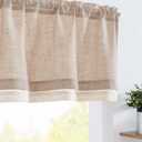 jinchan Farmhouse Linen Valance for Living Room Windows 16 Inch Slubbed Crossed Double Layer Window Valance Light Filtering Rustic Country Overlay Rod Pocket 1 Panel Blush Beige
