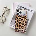 J.west Compatible with iPhone 17 Pro Max Case 6.9", Vintage Soft Sparkly Leopard Print Pearly Thinfoil Animal Design Women Girl Protective Cover Phone Case Brown Cheetah