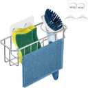 KESOL RustProof Sponge Holder Caddy for Kitchen, Stainless Steel Organizer, Brush Holder, 304 Accessories, Suction Cup + Adhesive (Silver)
