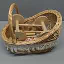20 In Woven Rattan Stroller Shaped Flower Basket, Vintage Rattan Baby Buggy Planter for Floral Displays, Handwoven Rustic-Style Basket, Tabletop Floral Decor for Baby Shower Wedding Table Centerpieces