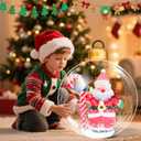 Christmas Inflatable Outdoor Decoration Ball, Giant 24 Inch Santa Claus Large Inflatable Ornaments with LED Light, Christmas Xmas Blow Up Ball for Yard Lawn Porch Tree Holiday Decor