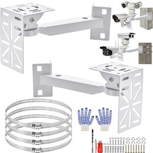 2-piece Security Camera Mount Set L-Shaped hemispherical Camera Bracket, Used for Right Angle wall mounting rods for Safety hemispherical Cameras Suitable for rods ranging from 0.9-5.5 inches