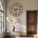Cuspin Large Wall Clock, 36 Inch Decorative Wall Clock for Living Room Kitchen Mantel, Silent Non-Ticking Battery Operated Metal Round Arabic Numerals Analog Bronze Wall Clock