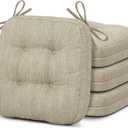 4 x Shinnwa Dining Chair Cushions Set of 4, Dual-Layer Memory Foam Kitchen Chair Cushions, Patented Design Seat Pads with Ties, 16.5 x 16.5 x 3.5in, 4 Pack, Beige
