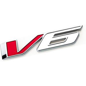 1pc V6 Emblem Fit for 2017-2021 Truck Badge 3D Nameplate Sticker 23349280 (Silver Red)