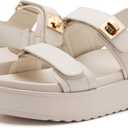 vodvob Womens Flat Sandals with Soft Cushioned Footbed Open Toe Slides Adjustable Slip On Slippers for Summer US 8 (White)
