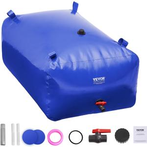 VEVOR 400L/105.7Gallon Water Storage Bladder, RV Water Tank, 1000D Blue PVC Collapsible Water Storage Containers, Large Capacity Soft Water Bag, Portable Water Bladder,Garden Irrigation, Camping