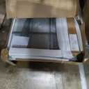 Frameless Shower Door 55-60" W x 75" H Single Sliding Glass Shower Door with 5/16" (8mm) Black Grid Pattern Thick Clear Tempered Glass in Matte Black, Reversible Installation