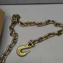 3/8'' Chain G80 Trailer Tow Chain 10ft, 7,100 lb WLL, 4 Clevis Grab Hooks, Yellow Zinc Chromate, Logging Chain for Towing & Trailer Tie-Down