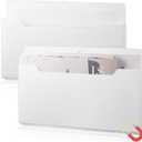 Feifeiya 2 Pcs Magnetic File Folder Wall Hanging Holder Large Pocket Paper Magazine Mail Organizer for Refrigerator Classroom Locker Whiteboard(Horizontal,White Color,13.8 x 8.3 Inches)