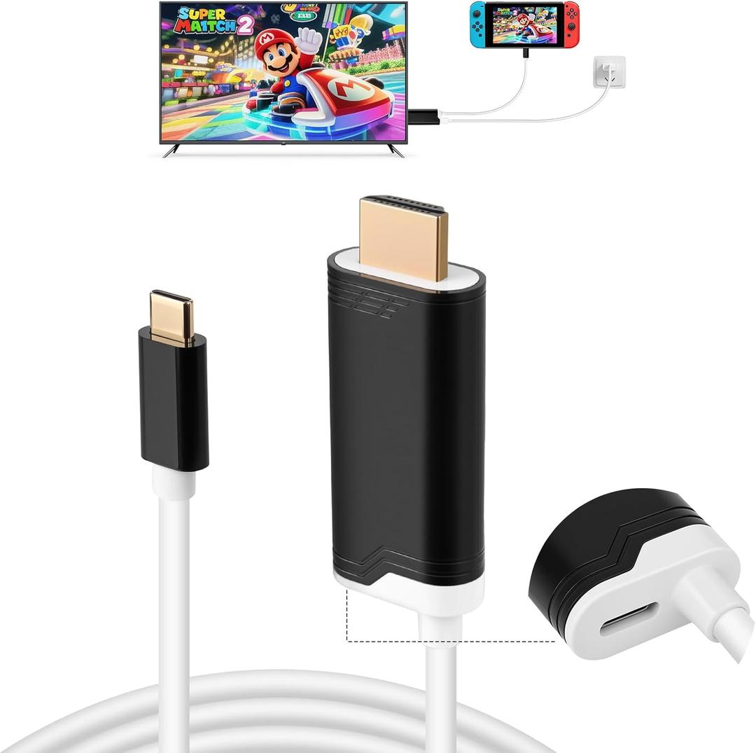 2M USB C to HDMI Cable for Nintendo Switch 2/Switch/Steam Deck/Laptop, Type-C to HDMI Cable Replaces for Original Switch 2 Dock Station for TV Projection Screen - (4K 60Hz, 100W PD Charging Port)