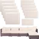 Thankyall Outdoor Patio Cushion Covers Replacement, Couch Cushions Covers with Zippers, Waterproof Patio Furniture Cushion Slipcovers for Couches, Outdoor Patio Furniture (Beige, 11 Piece Sets)