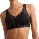 Champion Women's Sports Bra, Motion Control Front-Zip, High-Impact Maximum Support, Breathable, Moisture-Wicking, 38D, Black