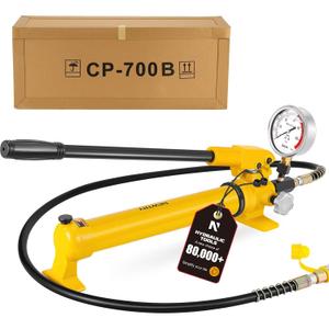 NEWTRY CP-700 Manual Hydraulic Hand Pump w/Oil Gauge Single Acting 9947psi for Separate Type Hydraulic Tool…