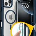 Follaroma for iPhone 16 Pro Case with Camera Control Capture Button, Compatible with MagSafe, Heavy Duty Shockproof Protection Phone Case, Anti-Drop, Transparent Magnetic Phone Cover, 6.3'', Deep Blue