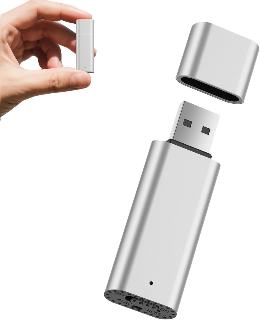64GB Voice Recorder Digital Voice Activated Recorder USB Recording Device with Noise Reduction Rechargeable 750Hrs Small Pocket Audio Recording Devices for Lectures, Interview, Meeting, Class (Silver)