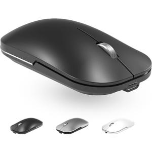 Bluetooth Wireless Mouse for MacBook/Windows/Android Tablet/iPad/Mac/Laptop/PC/Computer,Rechargeable Dual Mode(BT5.2 & 3.0 & 2.4G USB) Silent Mouse for Desktop/Notebook/Computer (Black(get one more gray cover))
