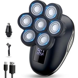 Electric Head Shavers for Bald Men, Head Razor for Men with Nose Hair Sideburns Trimmer, LED,Travle Lock