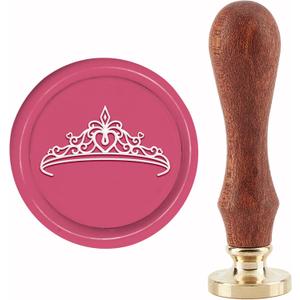 CRASPIRE Crown Wax Seal Stamp Crown Sealing Wax Stamps 30mm Retro Vintage Removable Brass Head with Wood Handle for Wedding Invitations Halloween Christmas Thanksgiving Gift Packing