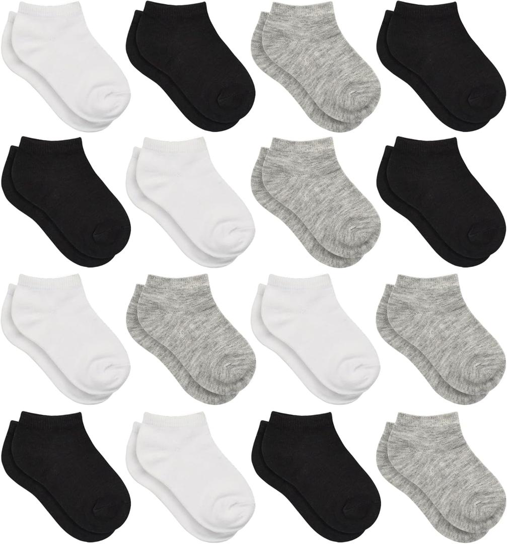 Toddler Socks, 16 Pairs Low Cut No Show Ankle Set for Boys Girls Kids, Size: 7-10 Years