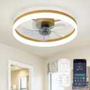Ceiling Fans with Lights, 20" Gold Flush Mount Ceiling Fan with Remote, 6-Speed Low Profile Smart Fan for Bedroom, Kitchen, Kids Room, Small Room