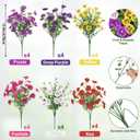 24 Bundles Artificial Flowers for Outdoors Fake Silk Flowers UV Resistant Faux Plants Eucalyptus for Spring Summer Decoration Planters Table Vase Garden Yard Porch Window Home, Multicolor