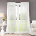 Dreaming Casa Solid Sheer Curtains Living Room White Rod Pocket Voile Draperies Window Treatment 42" W x 84" L 2 Panels