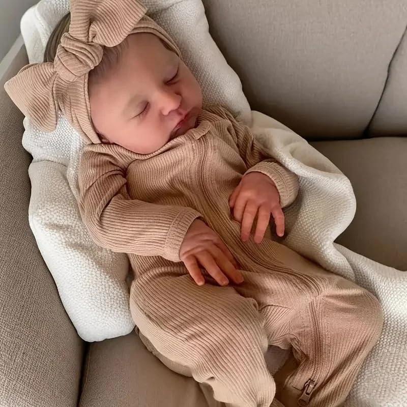 Angelbaby 19 inch Real Life Reborn Baby Girl Dolls Realistic Sleeping Newborn Baby-Laura Doll Soft Silicone Realistic Baby Feel Bebe Reborn Child Weighted Doll Toys for Kids