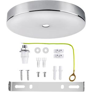 Arturesthome 7" Silver Ceiling Canopy Light Kit Rewind Single Hole with Hardware,Ceiling Plate for Pendant Lighting Chandelier, Screw Fixing on Both Sides
