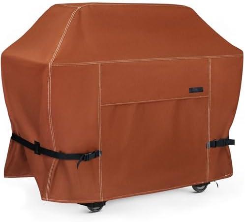 NettyPro Outdoor BBQ Grill Cover 60 Inch 3-4 Burner Waterproof Heavy Duty Patio Barbecue Cover for Weber, Char-Broil, Brinkmann, Jenn Air, Nexgrill Grills and More, Brown