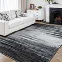 Rugflix 6x9 Area Rug, Washable Rug for Living Room, Non Slip, Soft Low Pile, Modern Abstract Grey Black Rug for Bedroom, Dining Room, Home Office, Indoor Floor Carpet