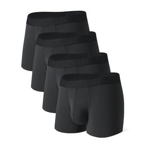 DAVID ARCHY Men’s Underwear Stretch Soft Trunks Underwear Breathable with Fly Support Pouch Performance Boxer Briefs for Men 4 Pack (M, Black)