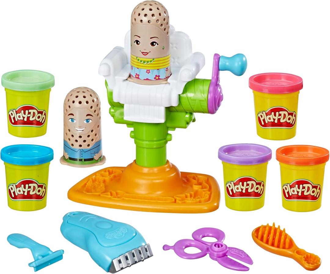 Play-Doh Buzz 'n Cut Fuzzy Pumper Barber Shop Set, Electric Buzzer, 5 Colors of 2-Ounce Cans, Preschool Toys, Christmas Gifts Girls & Boys, Ages 3+