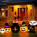 DECORLIFE 7.4 FT Halloween Inflatables Outdoor Decorations, Halloween Inflatable Witch, Pumpkin and Black Cat, Built-in Led Light, Blow Up Yard Decorations for Garden Lawn Holiday Party Decor