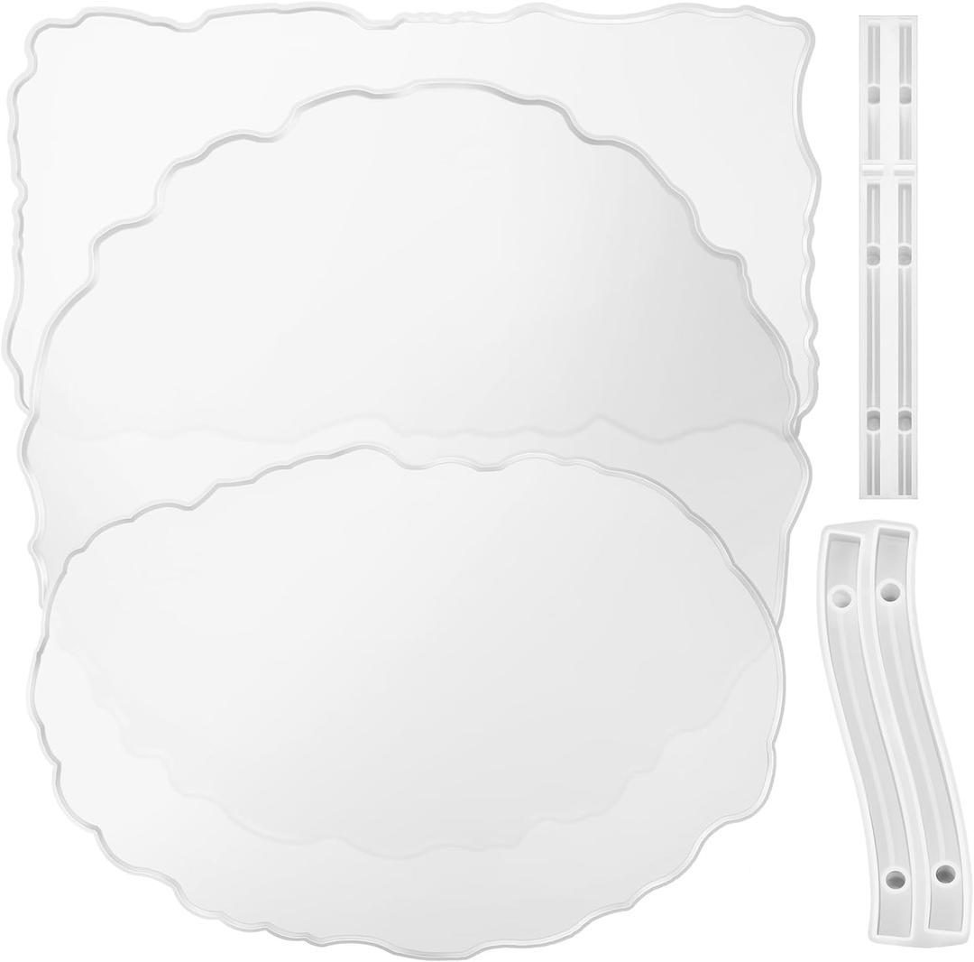 Hoolerry 5 Pcs Silicone Irregular Resin Molds Practical Resin Tray Molds Set Tray Handle Casting Craft Supplies for Home Gift DIY Serving Board Fruit Platter