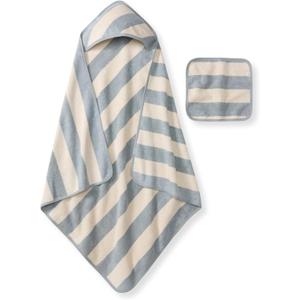 Burt's Bees Baby Hooded Woven Terry Towels Organic Cotton, Unisex Bath Essentials, Soft Nursery Towel for Infants, Toddlers, Kids (Quarry)