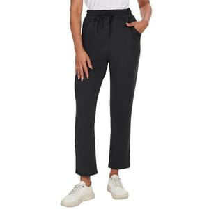 BATHRINS Women's Lightweight 7/8 Casual Pants 4-Way Stretch Ankle Sweatpants with Deep Pockets for Workout Black, M