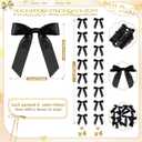 Taobary 8 Pcs 6.6 ft Valentine Bow Garland, Satin Ribbon Bow Banner Coquette Hanging Ornament for Photo Wall Backdrop Birthday Party Wedding Bridal Baby Shower Decorations(Black,1 Inch)