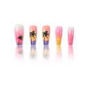 4 x 24Pcs Coconut Tree Press-on Nails Medium Square Coffin ABS Acrylic False Nails Pink Orange Gradient French Tip Summer Beach Sunset Full Cover Glue-on Nails Stick-on Nails for Women