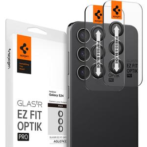 Spigen Camera Lens Screen Protector [GlasTR EZ Fit Optik Pro] Designed for Galaxy S24 [Case Friendly] - Black [2 Pack]