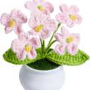 Crochet Flowers Cute Light Pink Handmade Knitted Potted Flower Gifts for Women Teacher Coworkers Birthday Anniversary Valentines Decorationsfor Car Dashboard Home Room Office Desk Plants Decor