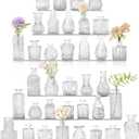 36Pcs Bud Vases Set Small Vintage Glass Bottles Clear Bud Vases in Bulk Multiple Shape Cute Glass Vases for Rustic Wedding Centerpieces Table Decorations and Home Decor(Clear)