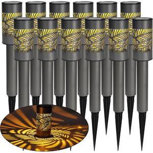 Dazzle Bright Solar Pathway Lights Outdoor, 12 Pack LED Warm White Waterproof Solar Powered Landscape Lights for Walkway Driveway Lawn Patio Yard Garden, 12 Pack Grey