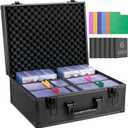 Top Loader Storage Box, Trading Card Case for Sports Cards, Fits 3" x 4" 35PT Rigid Card Holder with 18 Colorful Dividers and 6 Foam Stoppers, Holds 600+ Top Loaders, Cards Case Holder