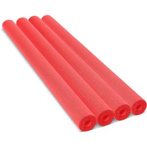 Hanaive 4 Pack 55 Inch x 3.5 Inch Jumbo Pool Noodles Floating Pool Noodles Foam Tube Extra Large Hollow Swim Noodles Floats Heavy Duty for Adults Swimming Craft Projects (Red)