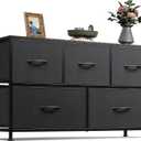 WLIVE Dresser for Bedroom with 5 Drawers, Wide Chest of Drawers, Fabric Dresser, Storage Organizer Unit with Fabric Bins for Closet, Living Room, Hallway, Charcoal Black, 11.81"D x 39.37"W x 21.65"H