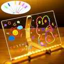 LED Note Board with Colors, Acrylic Dry Erase Board with Light, Glowing Acrylic Message Board, Light up Dry Erase Board with Stand as a Glow Memo LED Letter Board for Office Home School, 11.8"x7.9"
