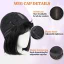 Bob Wig with Bangs Human Hair HD Lace Hairline Short Black Bob Wigs Wear and Go Glueless Wigs for Black Women 200% Density 10Inch