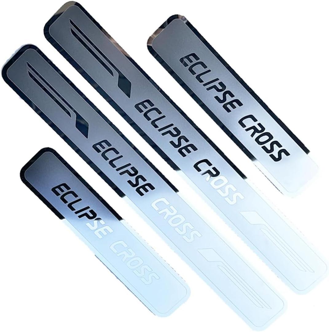Stainless Door Sill Protector Kick Plate Entry Guard Kit for Mitsubishi Eclipse Cross PHEV 2026 Accessory (Thin Chrome Eclipse Cross)